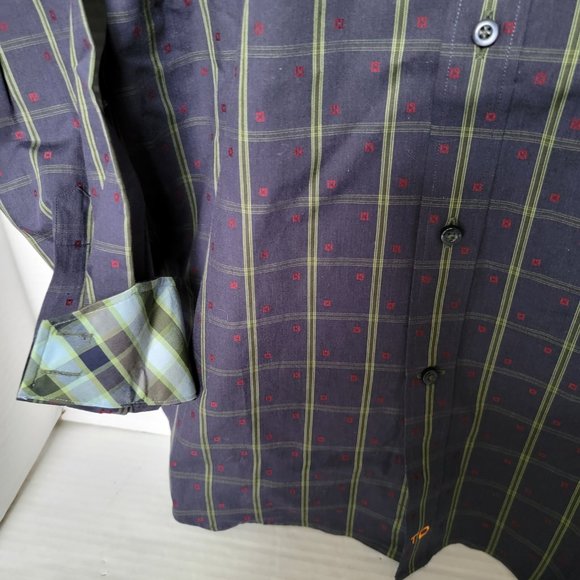 Thomas Dean Green and Blue Plaid Casual Button Down Shirt - Picture 13 of 13